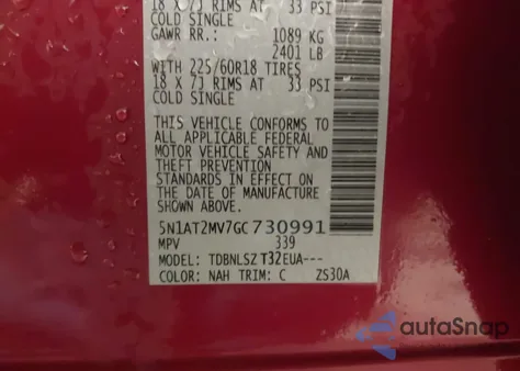 2016 Nissan Rogue Sl from USA, damaged, VIN 5N1AT2MV7GC730991